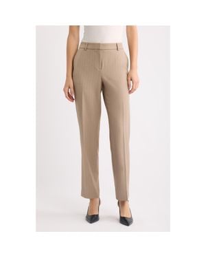 Anne Klein Pinstripe Straight Leg Ankle Pants - Natural