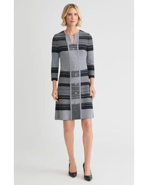 Ming Wang A-Line Multi-Stitch Knit Dress - Multicolor