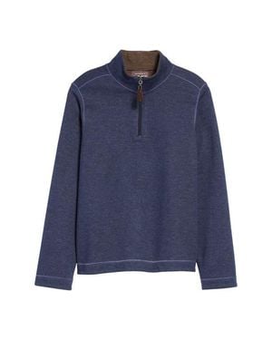Johnston & Murphy Kids' Solid Reversible Quarter Zip Pullover - Blue