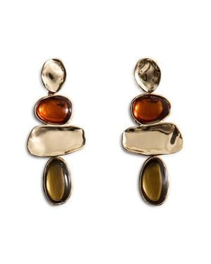 Mango Mixed Media Drop Earrings - Metallic