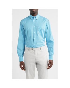 Eagle Regular Fit Gingham Check Cotton Button-Down Oxford Shirt - Blue