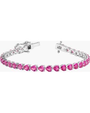 AUrate New York Lab Grown Sapphire Heart Tennis Bracelet - Pink
