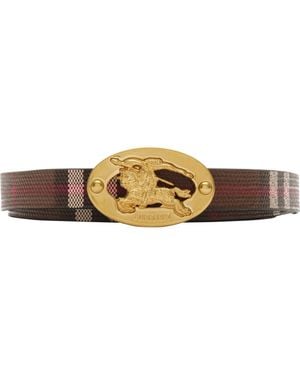 Burberry Thin Reversible Check Knight Stamp Belt - Brown