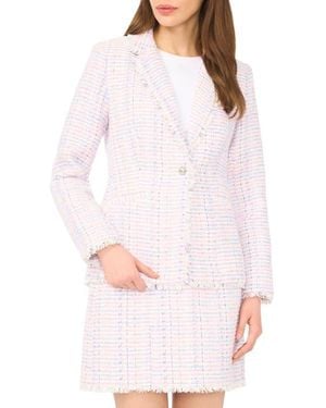 Cece Frayed Edge Tweed Blazer - White