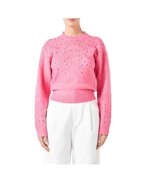 Endless Rose Sequin Crewneck Sweater - Pink