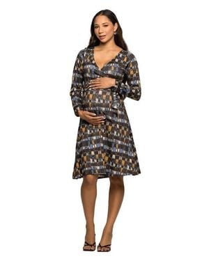 24seven Comfort Apparel Long Sleeve Wrap Dress With Belt - Black