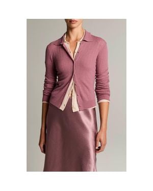 Vince Pointelle Knit Wool Collared Cardigan