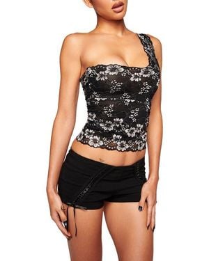 I.AM.GIA Phoenix Lace One-Shoulder Crop Top - Black