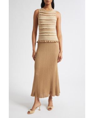 Ramy Brook Annie Ruffle Sleeveless Midi Dress - Natural