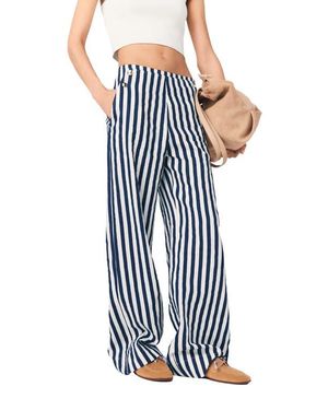 Maje Linen Blend Sailor Pants - Blue