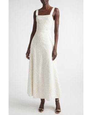 St. John Josephine Zebra Print Lyocell & Linen Sundress - White