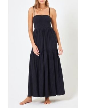 LSPACE Mallorca Smocked Cover-Up Maxi Dress - Blue