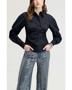 Sam Edelman Asymmetrical Button Down Shirt - Blue