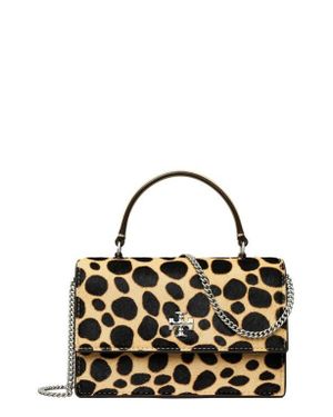 Tory Burch Mini Kira Genuine Calf Hair Top Handle Bag - Black