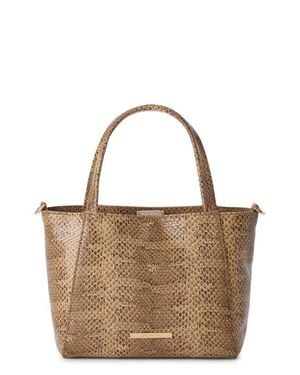 Brahmin Small Mona Croc Embossed Leather Top Handle Bag - Brown
