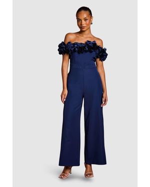 Coast Petite 3D Flower Bardot Jumpsuit - Blue