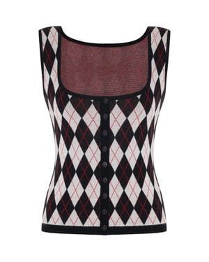 Pcfg Daydreamers Argyle Sleeveless Knit Top - Brown