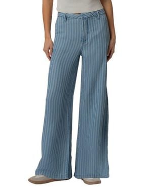 Kut From The Kloth Ryan Stripe High Waist Super Wide Leg Pants - Blue