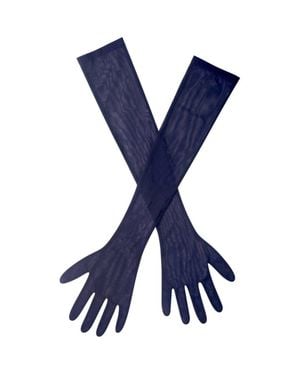 Miss Circle Ora Mesh Opera-Length Gloves - Blue