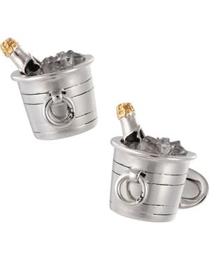 Jan Leslie Champagne Bottle On Ice Sterling Cufflinks - Metallic