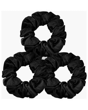 SILKSILKY Pure Silk 3-Pack Large Scrunchies - Black