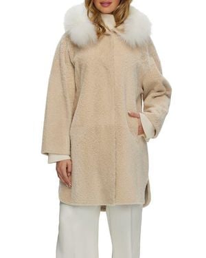 Gorski Reversible Genuine Shearling Stroller With Genuine Shearling Hood Trim - Natural