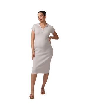 Ingrid & Isabel Polo Knit Maternity Midi Dress - Gray