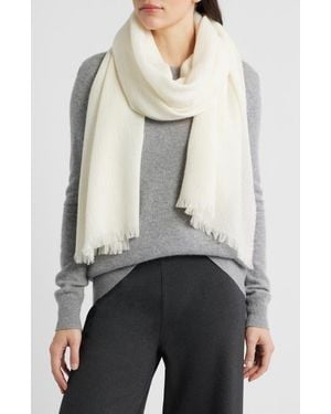 Vince Check Cashmere & Wool Scarf - White
