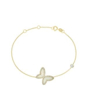 Effy 18K Diamond Mother Of Pearl Butterfly Bracelet - White