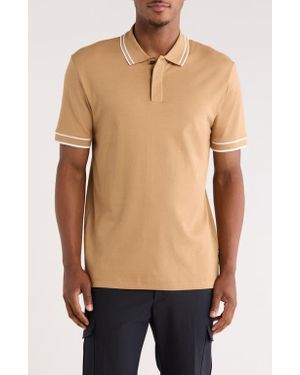BOSS Parlay Tipped Cotton Polo - Brown