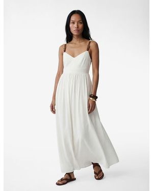 Koton V-Neck Sleeveless Maxi Dress With Adjustable Straps - White
