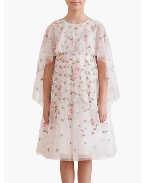 Needle & Thread Round Neck Cape Dress - White