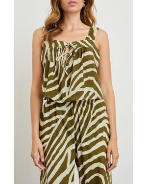 Rails Blythe Zebra Stripe Cotton Crop Tank - Yellow