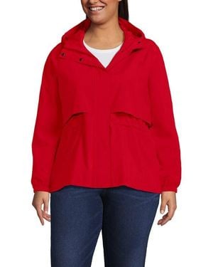 Lands' End Plus Size Squall Packable Rain Jacket - Red