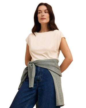 Celtic & Co. Slash Neck Cap Sleeve T-Shirt - Blue