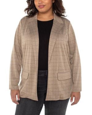 Liverpool Los Angeles Check Open Front Boyfriend Blazer - Natural