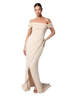 Coast Sequin Bardot Maxi Bridesmaid Dress - White