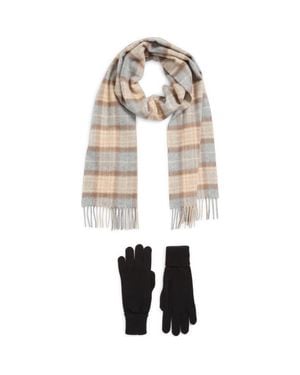 Johnstons of Elgin Cashmere Scarf & Gloves Set - Natural