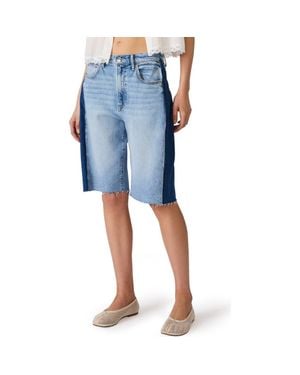 Steve Madden Sutten Two Tone Denim Cutoff Bermuda Shorts - Blue