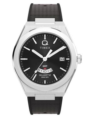 Timex Q Timex Continental Gmt 39Mm Synthetic Rubber Watch - Gray