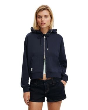 Cotton On Classic Fleece Oversized Zip Through Hoodie - Blue
