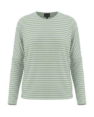 BuHu Striped V-Neck Drop Shoulder Long Sleeve Knit Top - Green