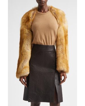 Ferragamo Genuine Shearling Bolero - White