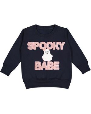Sweet Wink Spooky Babe Patch Halloween Sweatshirt - Blue