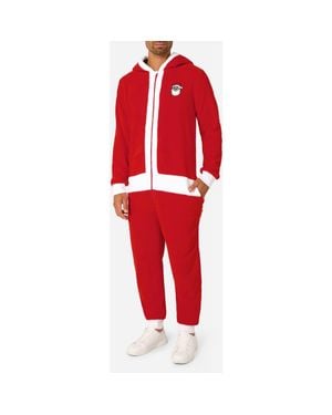 Opposuits Merry Jinglejoy Holiday Hooded Fleece Costume Jumpsuit - Red