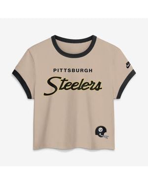 Nike Pittsburgh Steelers Rewind Ringer Mod Cropped T-Shirt - Natural
