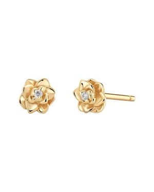 MADE BY MARY Cz Birth Flower Stud Earrings - Metallic