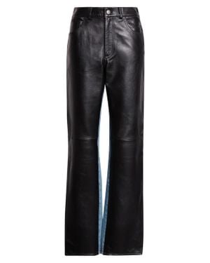 Haikure Star Denim Stripe Lambskin Leather Pants - Black