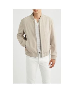 BOSS Muller Suede Bomber Jacket - Natural