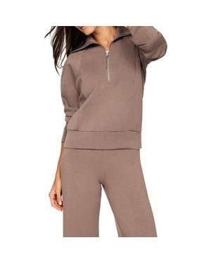 Spanx Airessentials Half Zip Sweatshirt - Brown